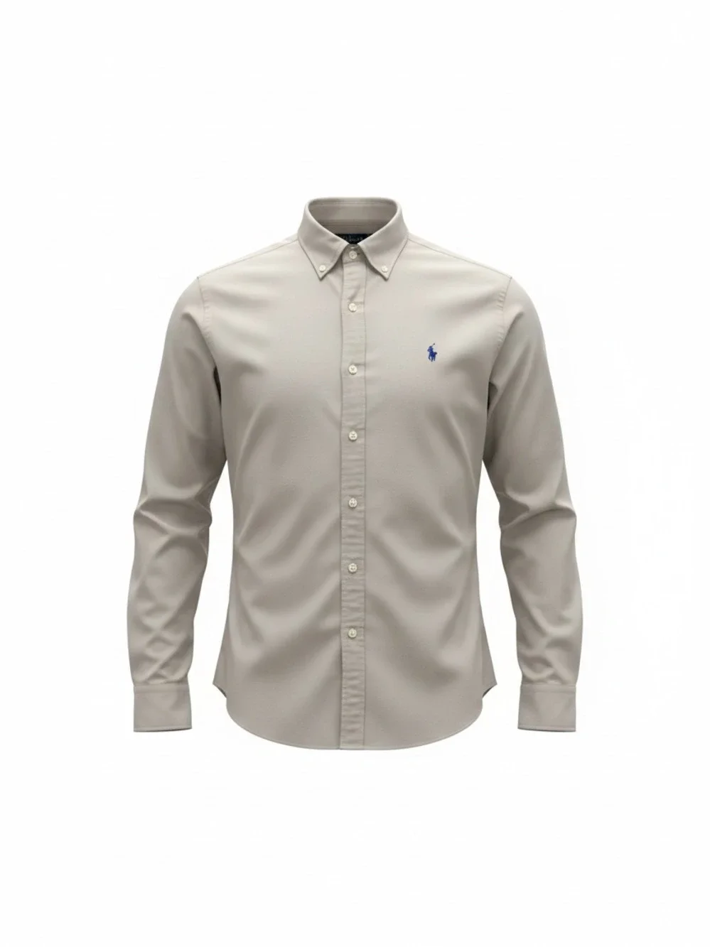 Polo Ralph Lauren Mens L Classic Fit Button Down Shirt Taupe Gray Cotton Pony